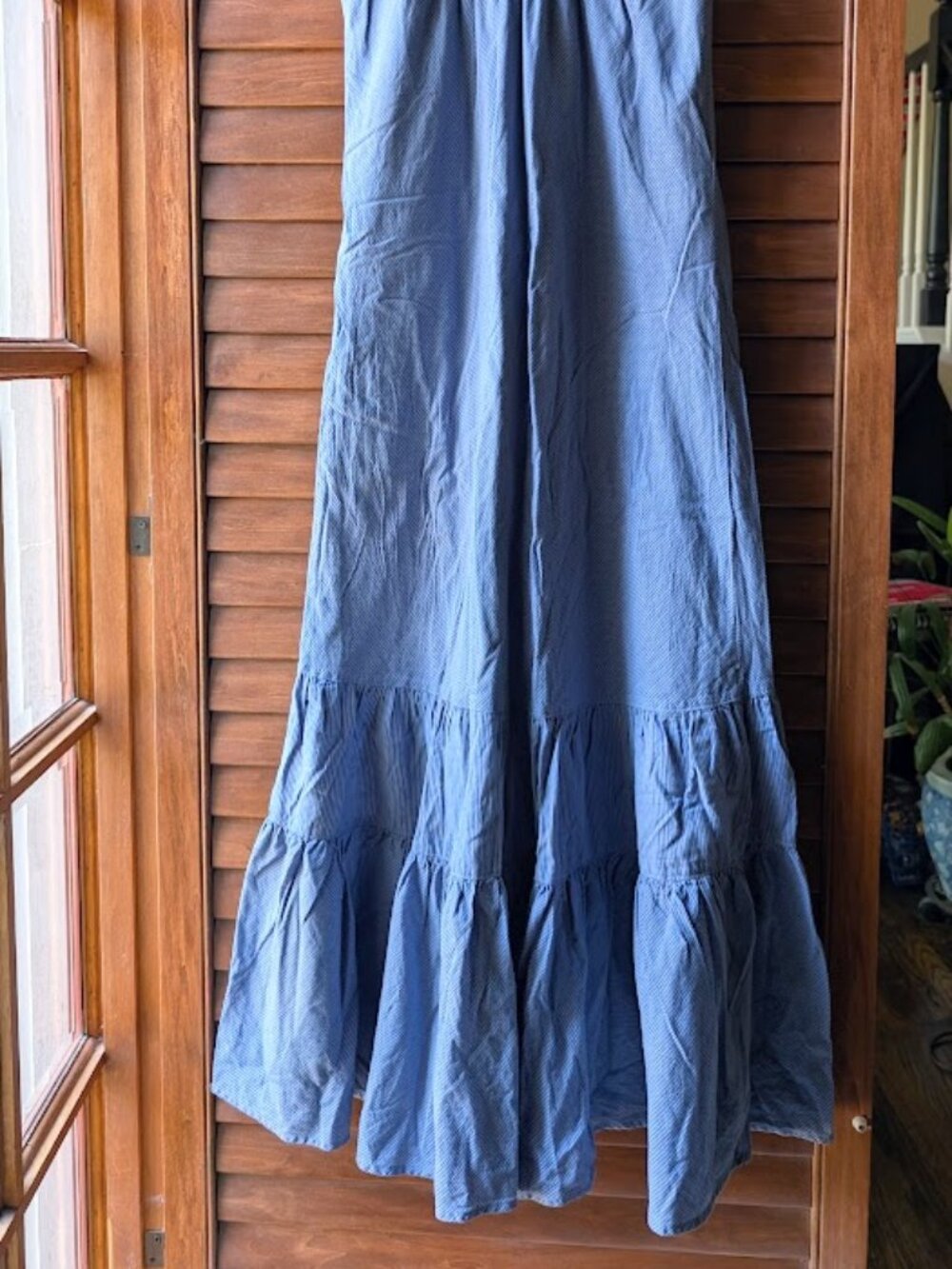 GAP 100% Cotton Blue Stripes Ruffle Hem Lightweight Lined Maxi Dress Size:XS - Picture 9 of 13